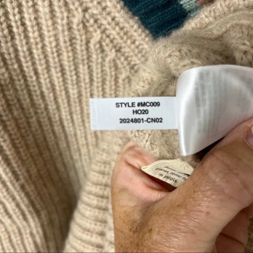 Madewell Tipped Forrest V Neck Knit Sweater Tan Size Small MC009 - Picture 9 of 9
